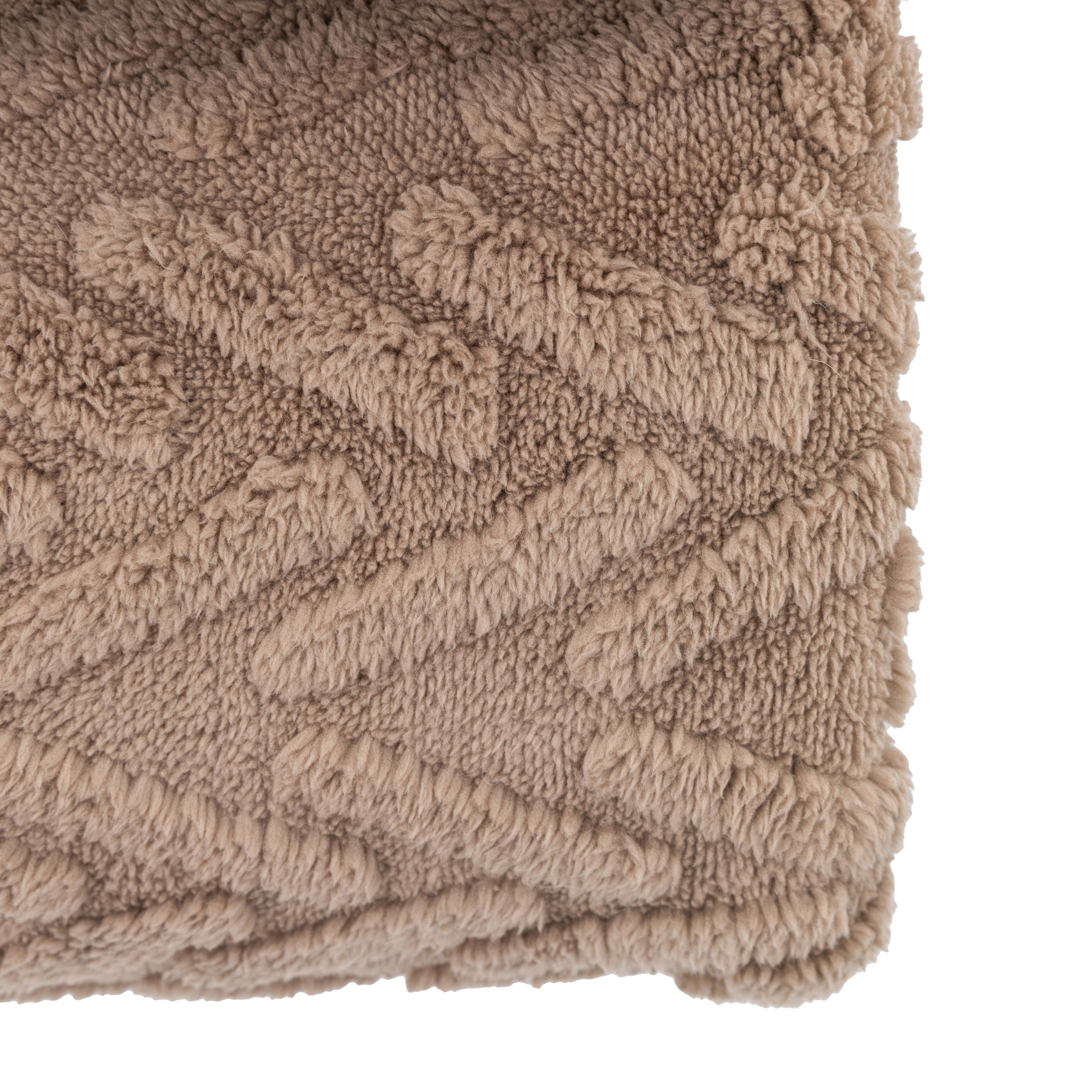 Herringbone Sherpa Taupe Throw